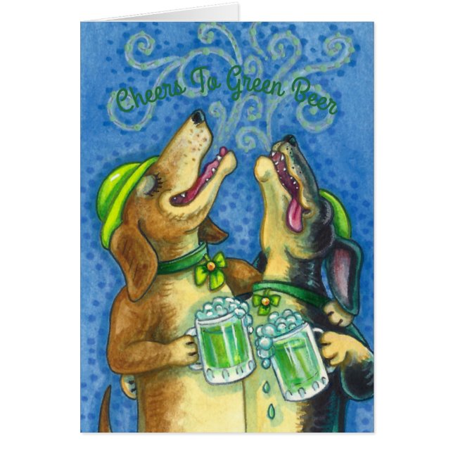 IRISH HOUNDS ST. PATRICK'S DAY NOTE CARD Blank OBS Kort (Framsidan)