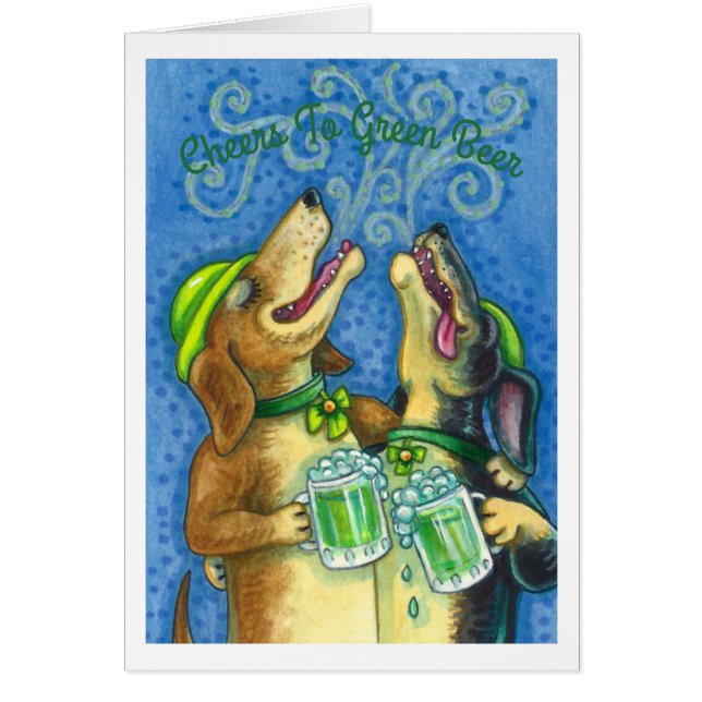 IRISH HOUNDS ST. PATRICK'S DAY NOTE CARD Blank OBS Kort (Framsidan)