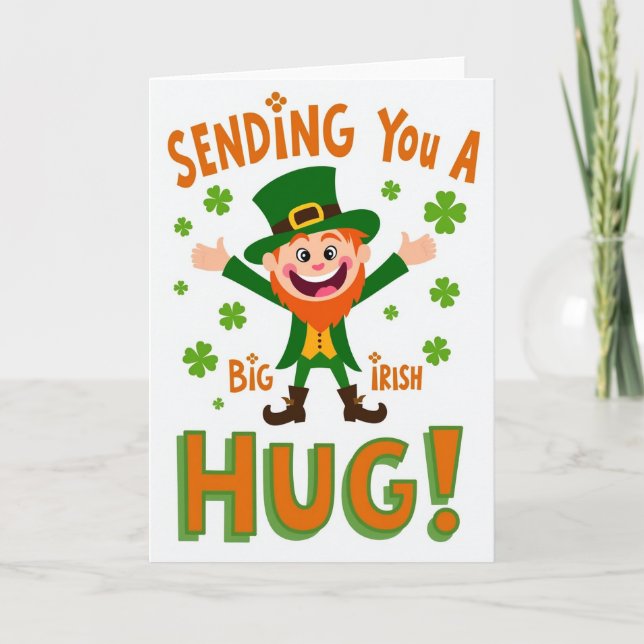 Irish Hugs Leprechaun Fun Card Kort (Framsida)