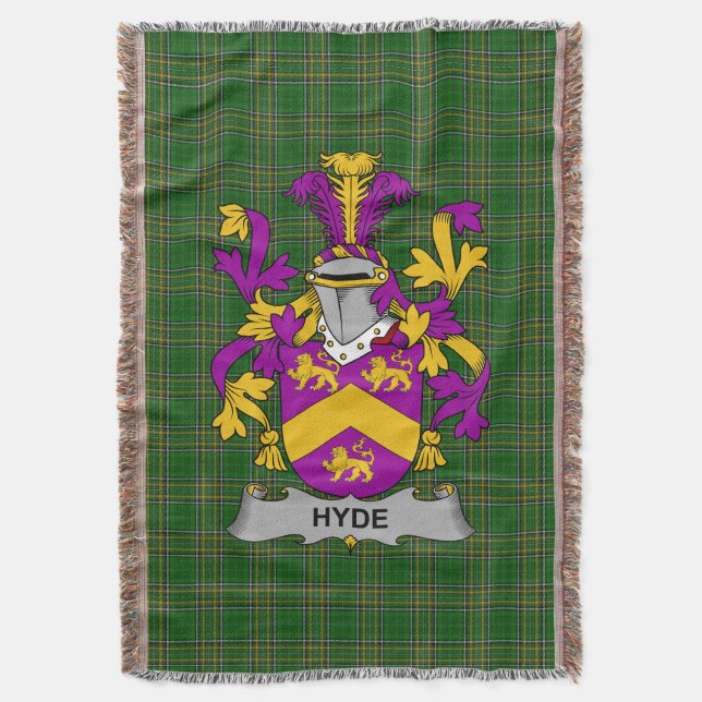 Irish Hyde Jackar Arm Family Crest Ireland Filt (Framsidan Vertikal)