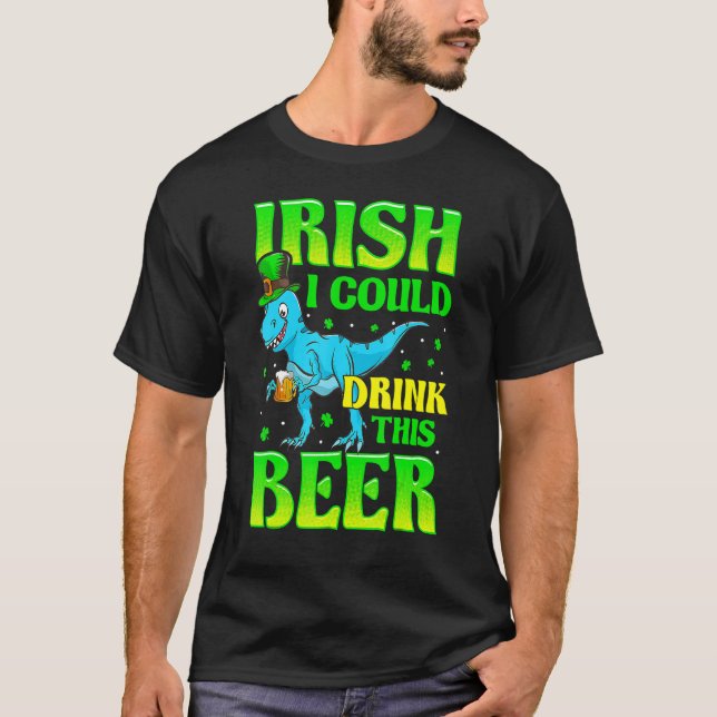 Irish I Could Drink This Beer Lucky Shamrock St Pa T Shirt (Framsida)
