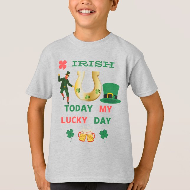 IRISH I DAG MY LUCKY DAY T-Shirt (Framsida)