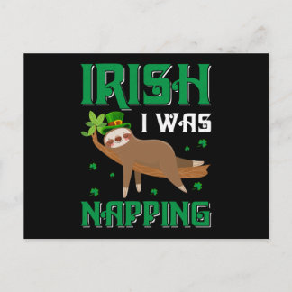 Irish I var Napping Sloth St patricks day Vykort