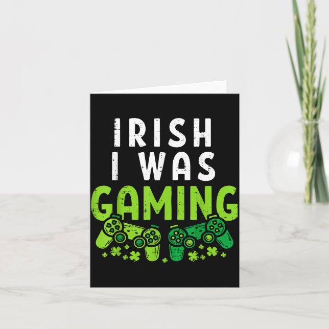 Irish I Was Gaming Funny St Patricks Day Gamer Boy Kort (Framsida)