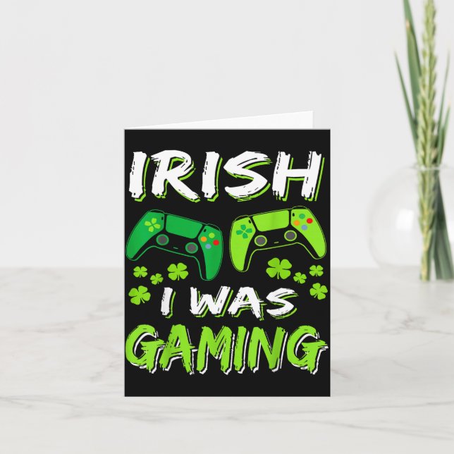 Irish I Was Gaming Funny St Patricks Day Gamer Boy Kort (Framsida)