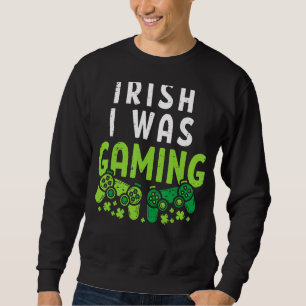 Irish I was Gaming Funny St patricks day Gamer Boy Lång Ärmad Tröja