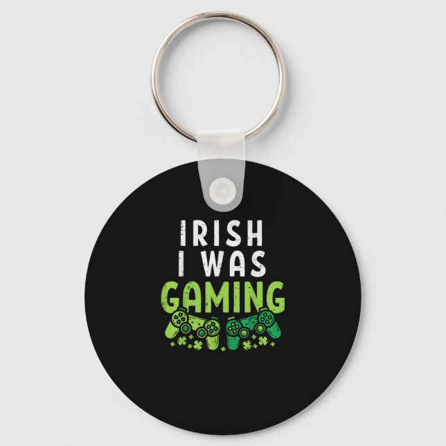 Irish I was Gaming Funny St patricks day Gamer Boy Nyckelring (Framsida)