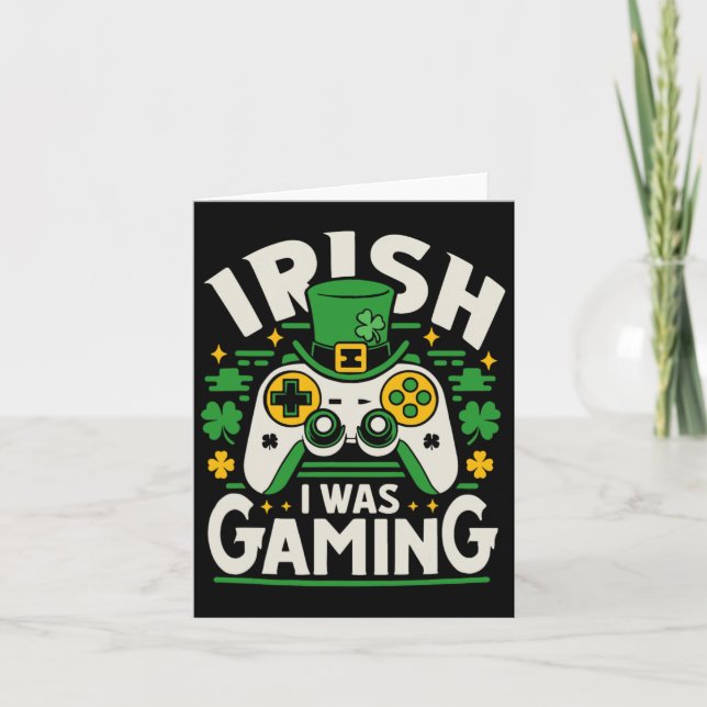 Irish I was Gaming Funny St patricks day Video Gam Kort (Framsida)