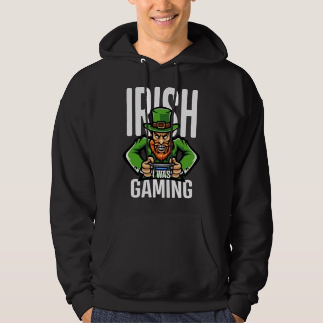 Irish I Was Gaming Game Controller St Patrick s Da Hoodie (Framsida)