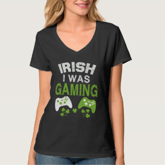 Irish I Was Gaming  St Patricks Day Gamer Boys Men T Shirt