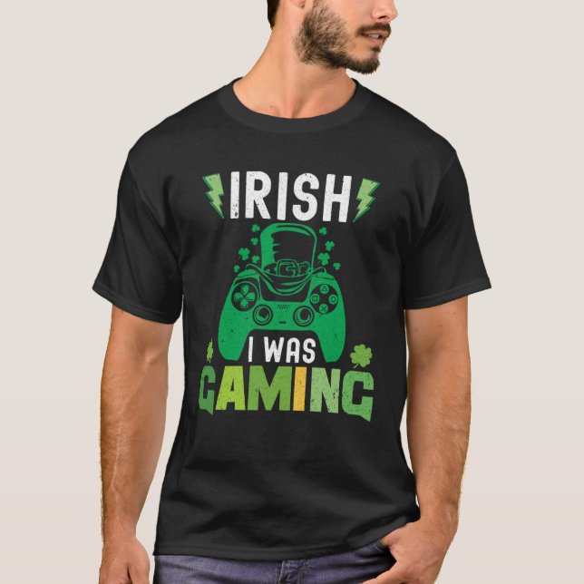 Irish I Was Gaming  St Patricks Day Gamer Boys Men T Shirt (Framsida)