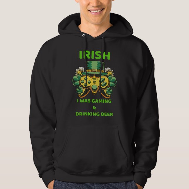 Irish I Was Gaming St Patricks Day Gamer Shamrock  Hoodie (Framsida)