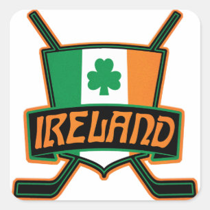 Irish Ice Hockey Flagga Logotyp Fyrkantigt Klistermärke