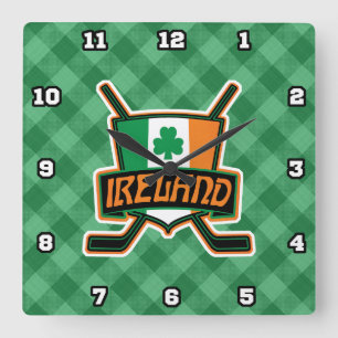 Irish Ice Hockey Flagga Logotyp Wall Clock Fyrkantig Klocka