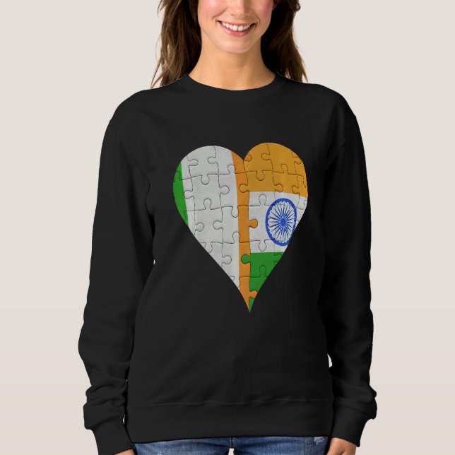 Irish Indian Flagga Heart T Shirt (Framsida)