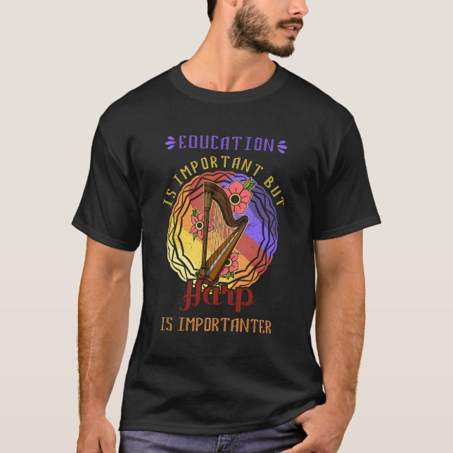 Irish Instrument Harpist Musical Classical String T Shirt (Framsida)