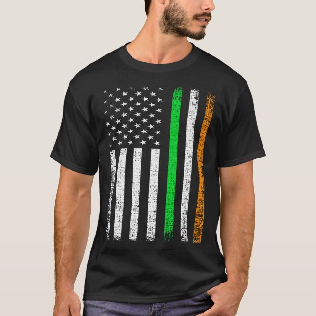 Irish Ireland Flag Patriotic American Flag St Patr T Shirt (Framsida)