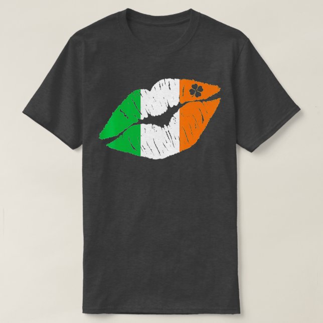 Irish Ireland Flagga Läppar St patricks day Kissin T Shirt (Design framsida)