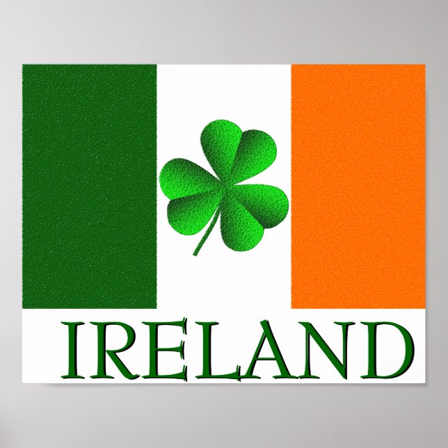 Irish Ireland Shamrock Flagga Färg Poster (Framsidan)