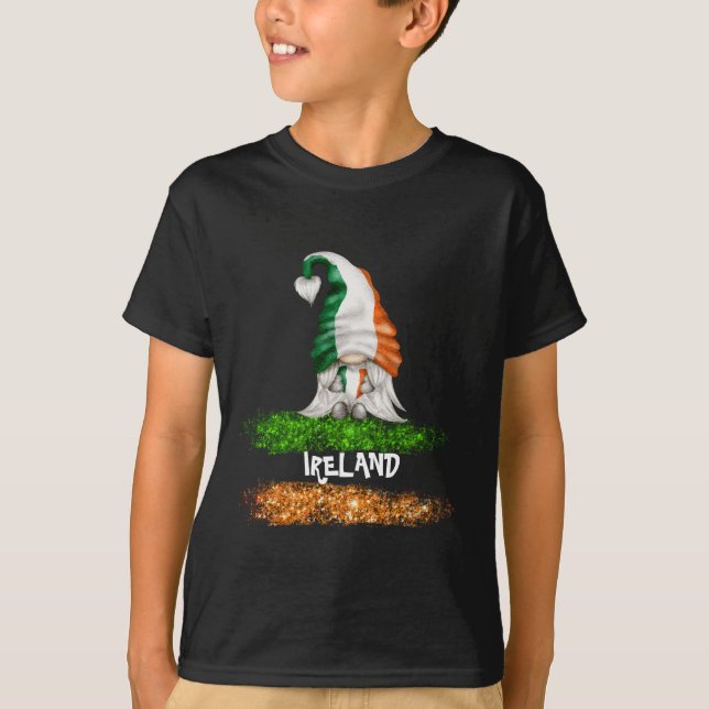 *~* IRISH IRLAND GNOME BOY Flagga T-Shirt (Framsida)