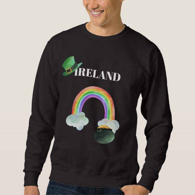*~* IRISH IRLAND Rainbow Pot of Guld MAN T-Shirt Lång Ärmad Tröja (Framsida)