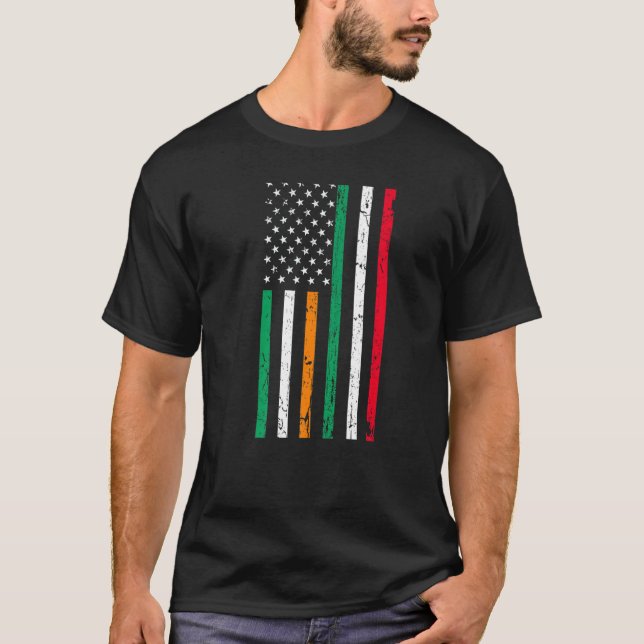 Irish Italian American Flag Ireland Italy USA Prid T Shirt (Framsida)