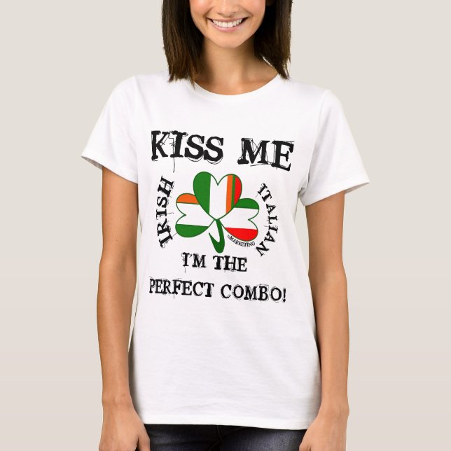 IRISH ITALIAN flagga SHIRT VNECK KISS ME! Multifla Tröja (Framsida)