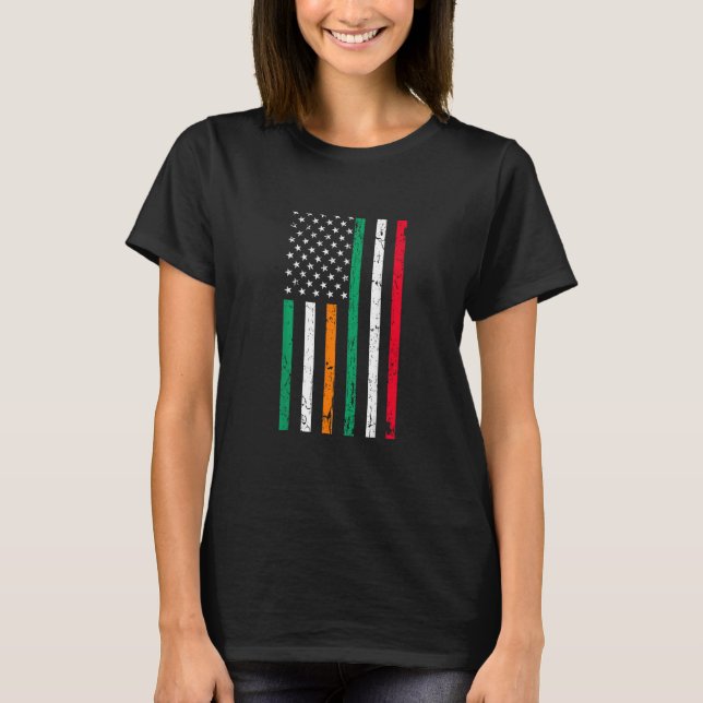 Irish Italiano American Flagga Ireland Italien ST  T Shirt (Framsida)