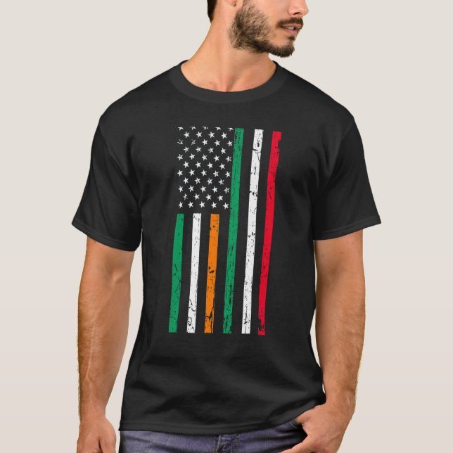 Irish Italiensk American Flagga Ireland Italien US T Shirt (Framsida)
