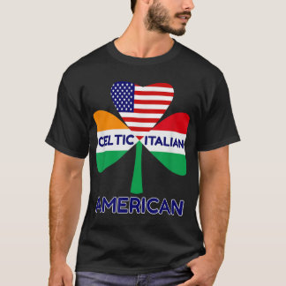 Irish Italy American Flagga and Celtic Shamrock Pr T Shirt