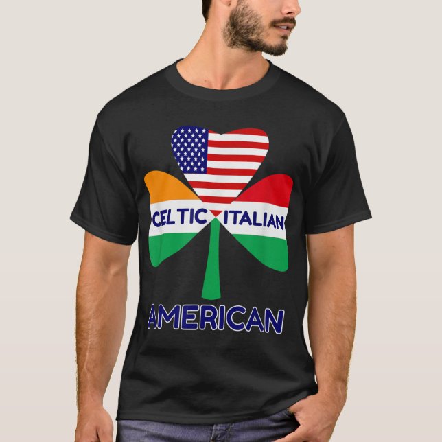 Irish Italy American Flagga and Celtic Shamrock Pr T Shirt (Framsida)