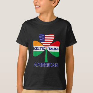 Irish Italy American Flagga and Celtic Shamrock Pr T Shirt