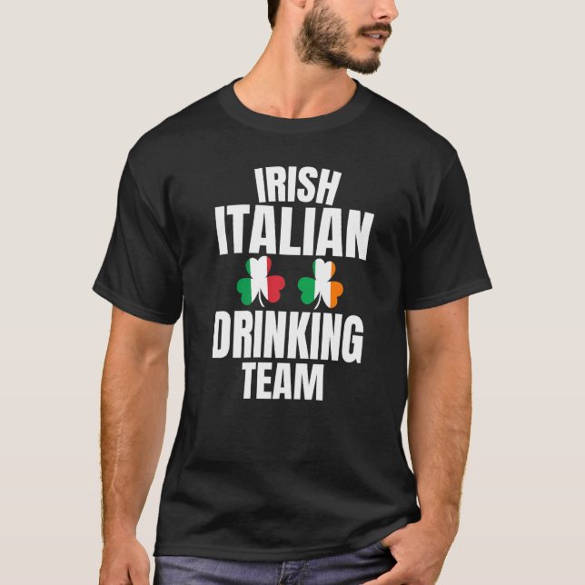 Irish Italy Drinking Team St patricks day Shamro T Shirt (Framsida)