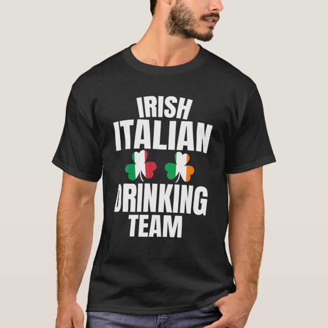 Irish Italy Drinking Team St patricks day Shamro T Shirt (Framsida)