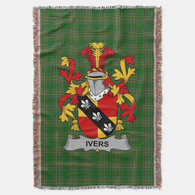 Irish Ivers Jackar Arm Family Crest Ireland Filt (Framsidan Vertikal)