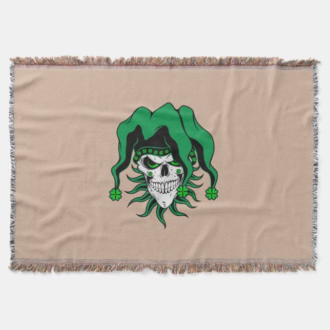 Irish Jester Skull Filt (Framsidan)