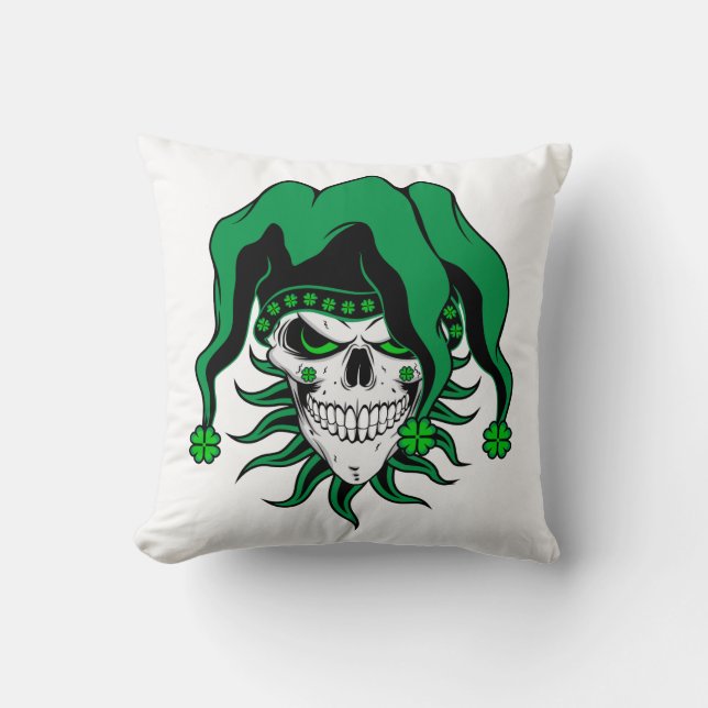 Irish Jester Skull Kudde (Framsida)