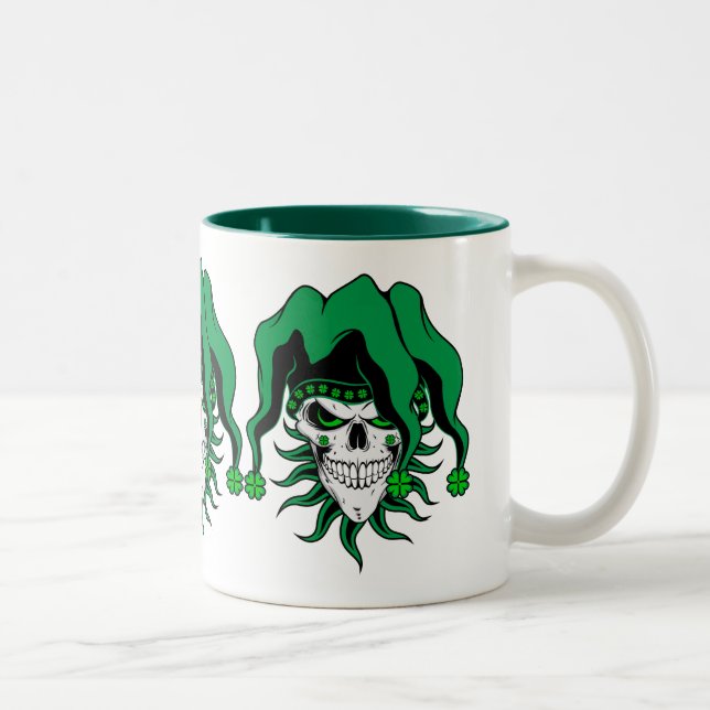 Irish Jester Skull Två-Tonad Mugg (Höger)
