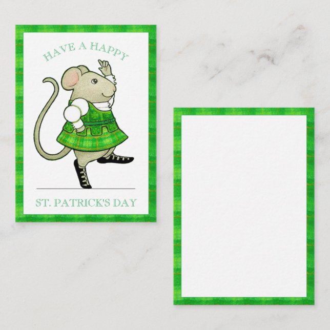 IRISH JIG MOUSE St. Patrick 3.5x2.5-platta kort (Fram/baksida)