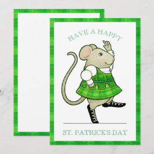 IRISH JIG MOUSE St. Patrick's Day 5x7 Flat Card Julkort