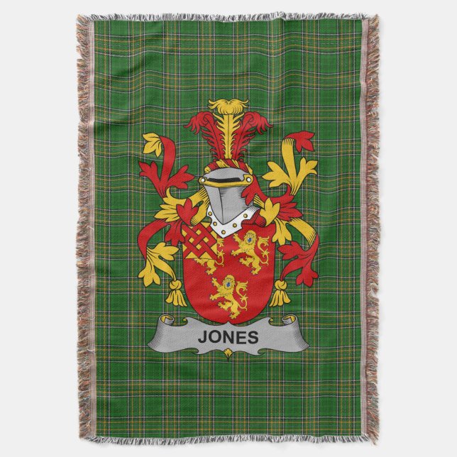 Irish Jones Jackar om Arm Family Crest Ireland Filt (Framsidan Vertikal)