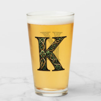 Irish "K" Monogram Pint Glass Glaskopp