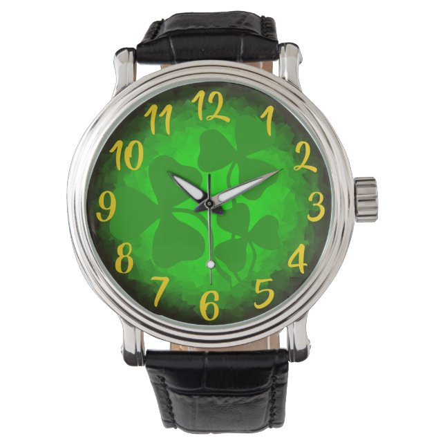 Irish kaffschamprock/grönt klöver, Irland, grönt Armbandsur (Framsida)