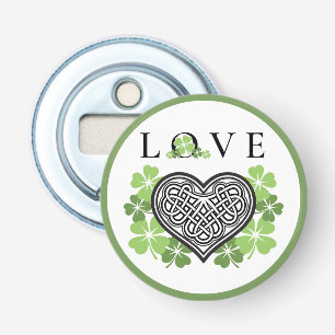 Irish KÄRLEK Shamrock & Celtic Knot Heart Flasköppnare