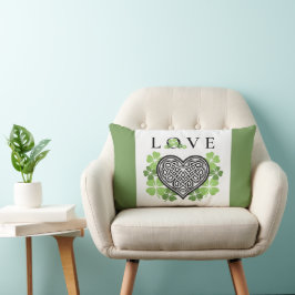 Irish KÄRLEK Shamrock & Celtic Knot Heart Lumbarkudde