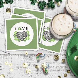 Irish KÄRLEK Shamrock & Celtic Knot Heart Papper Pappersservett