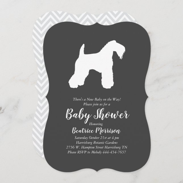 Irish Kerry Blue Te Hund Baby Shower Gender Neutra Inbjudningar (Fram/baksida)