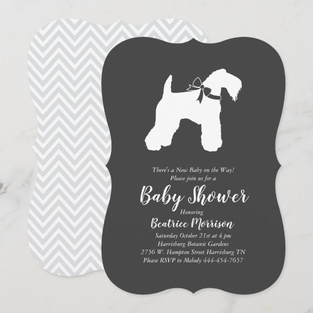 Irish Kerry Blue Te Hund Baby Shower Gender Neutra Inbjudningar (Fram/baksida)