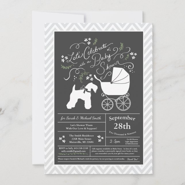 Irish Kerry Blue Terrier Baby Shower Inbjudningar (Framsida)