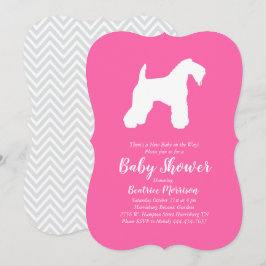 Irish Kerry Blue Terrier Hund Baby Shower Rosa Gir Inbjudningar